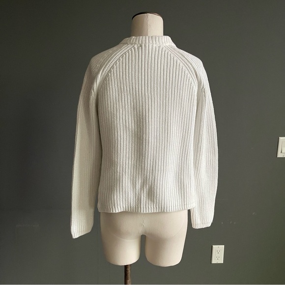 Quince Ivory Chunky Ribbed Cotton Crewneck Sweater XS Quiet Luxury Minimalist - Picture 3 of 4